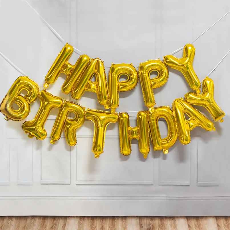 Party Propz Happy Birthday Golden Foil Balloons Set