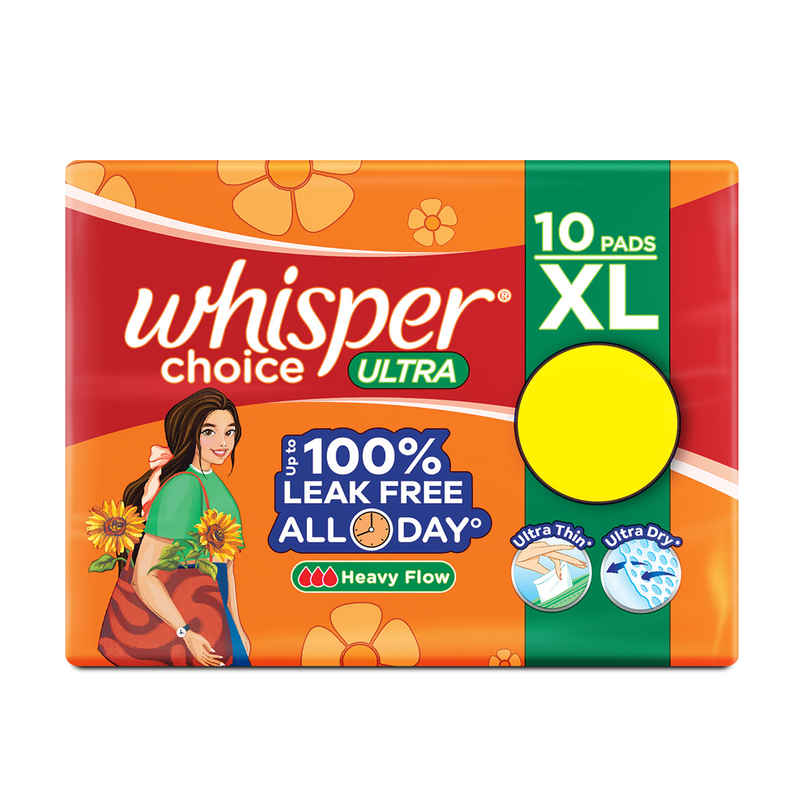 Whisper Choice Sanitary Pads with Wings for Women | XL | 10 pcs Whisper Choice Sanitary Pads with Wings for Women | XL | 10 pcs