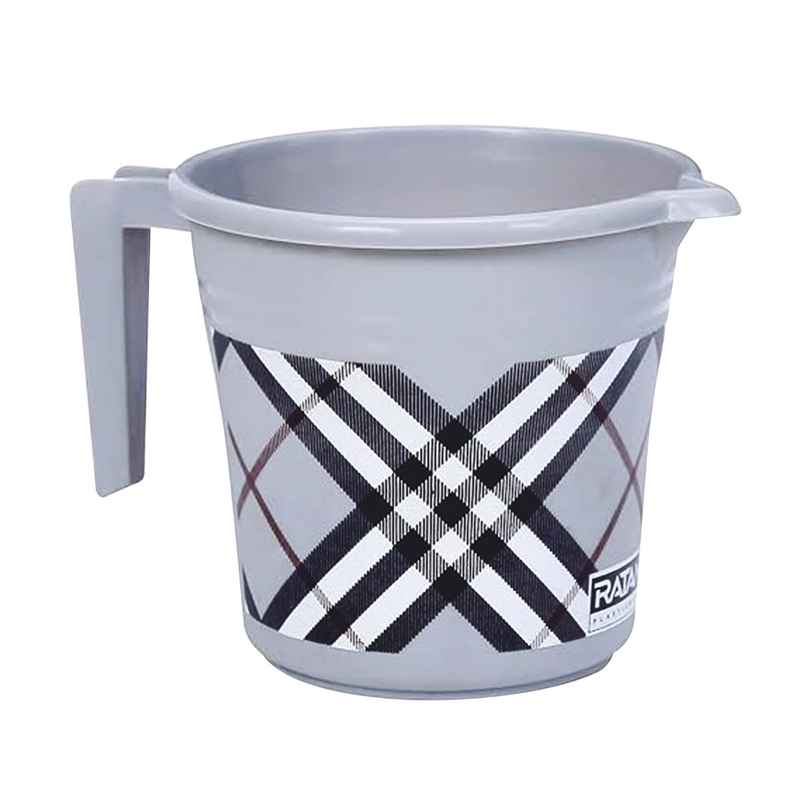 Ratan Plasticware Frosty Checks Print Pack Of 1 Mug 1.5L -Grey