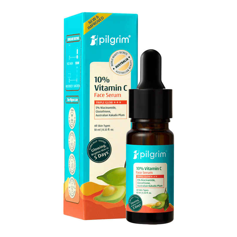 Pilgrim 10% Vitamin C Face Serum For Daily Brightness Helps Reduce Dark Spots & Evens Skin Tone