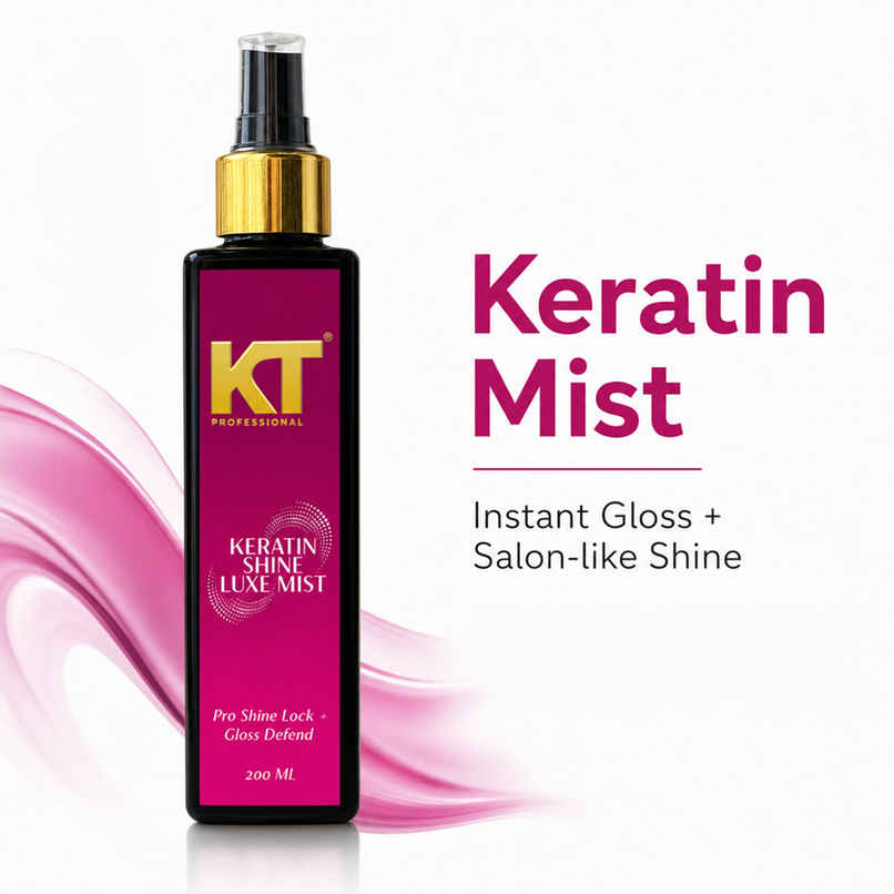 KT Professional Keratin Shine Luxe Mist | Instant Shine & Frizz Control with Argan & Almond Oil