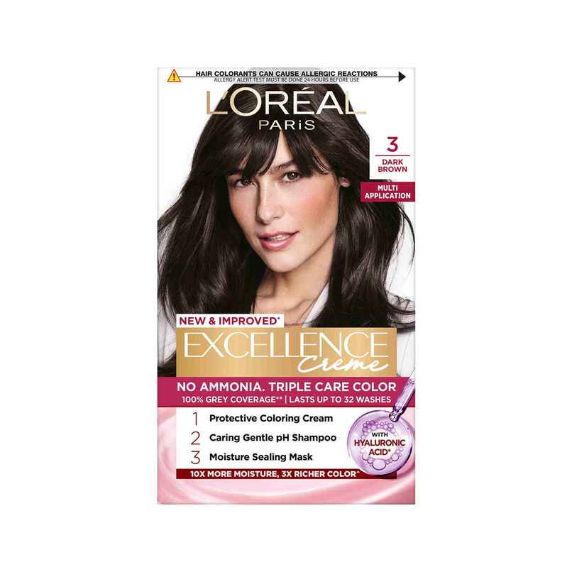 L'Oreal Paris Excellence Creme Hair Color, 3 Dark Brown