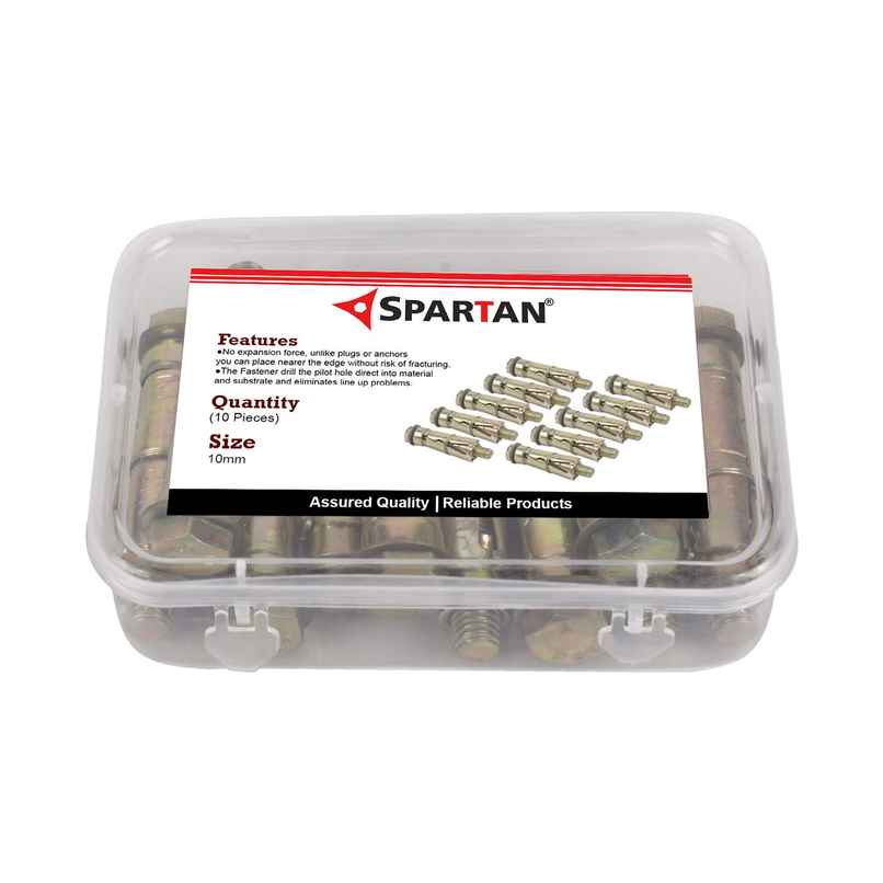 Spartan Bolt Type Wall Anchor Fasteners Kit | 10Mm, Bolt Screws, Rust Proof, Unbeatable Hold Spartan Bolt Type Wall Anchor Fasteners Kit | 10Mm, Bolt Screws, Rust Proof, Unbeatable Hold