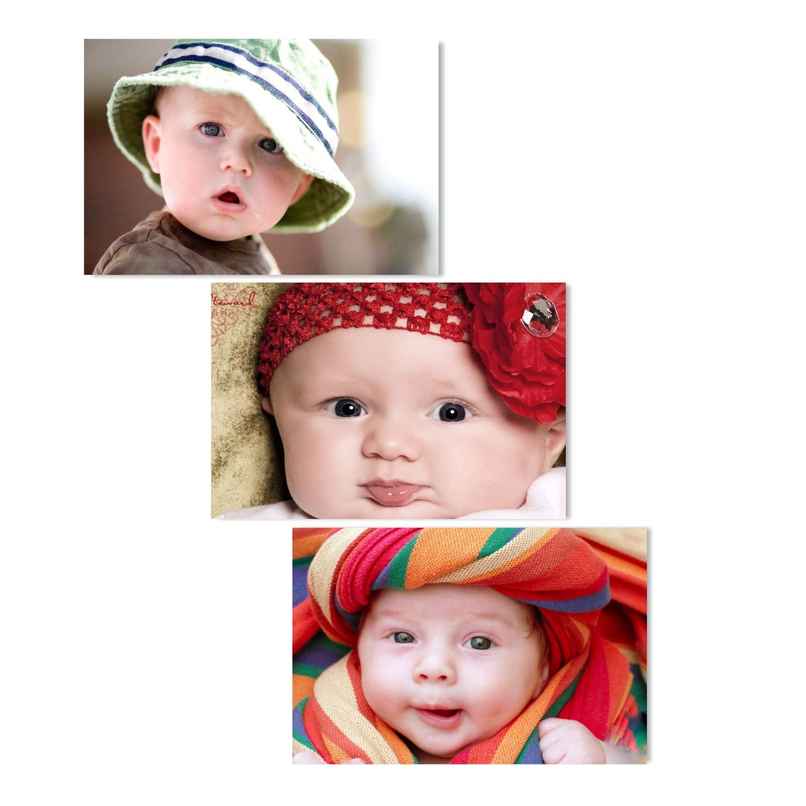 Paper Plane Design New Born Cute Baby Smiling Baby Wall Posters | Set Of 3 | Size 12 x 18 Inch- D55