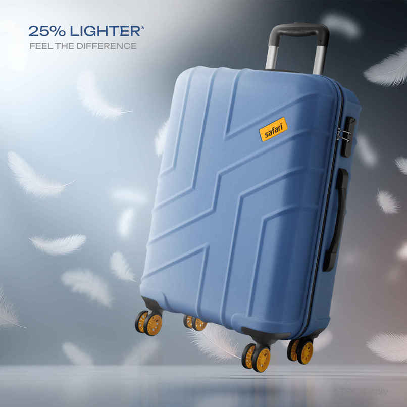 Safari Stratos Medium Trolley Bag | 360 Degree 8 Wheels Hard Polycarbonate | Steel Blue - 65 cm Safari Stratos Medium Trolley Bag | 360 Degree 8 Wheels Hard Polycarbonate | Steel Blue - 65 cm