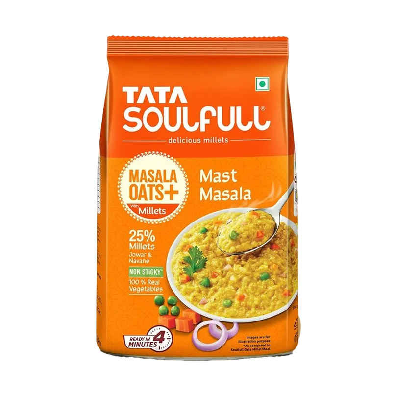 Tata Soulfull Masala Oats+ Mast Masala, with 25% millets, Non sticky