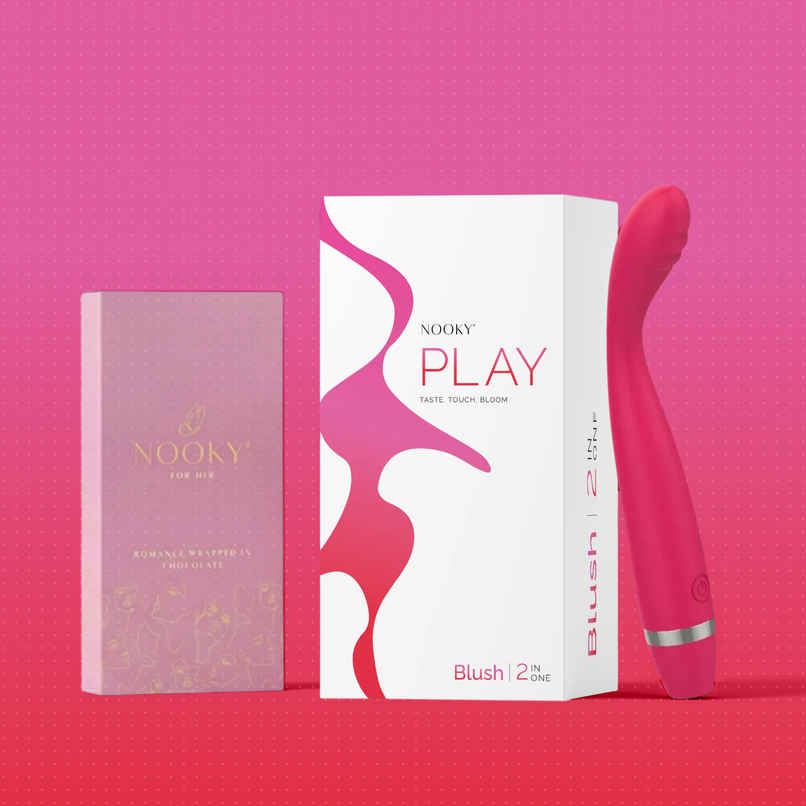 Nooky Blush 2 in 1 Play Kit Pulse Women Massager and Intimacy Chocolate for Her