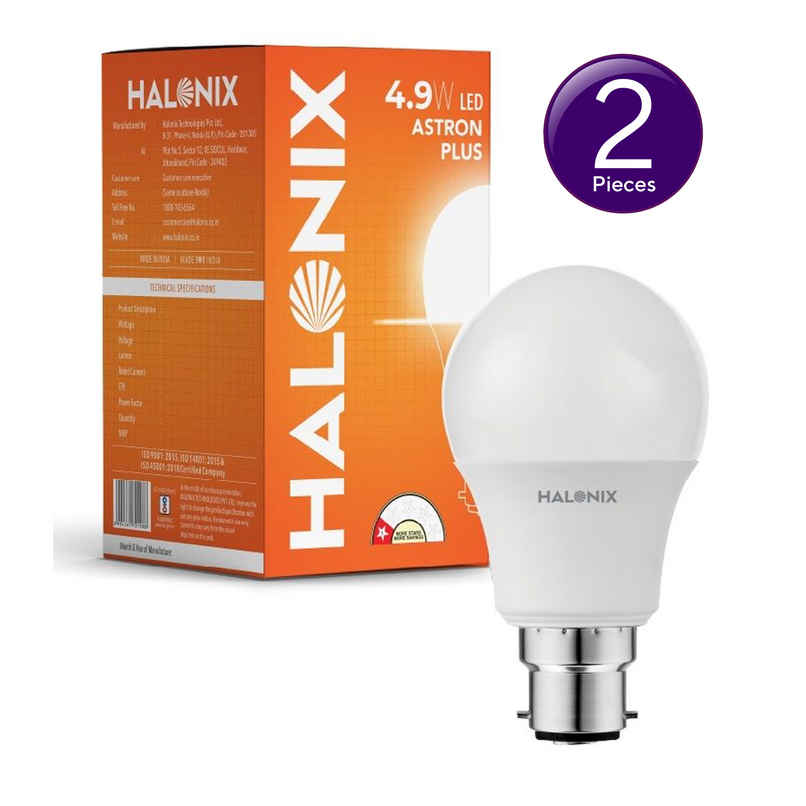 Halonix 4.9W White Led Bulb | B22 Base Holder Combo