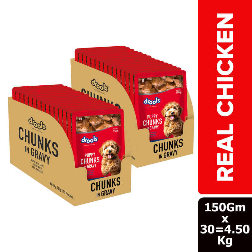 Drools Puppy Real Chicken And Chicken Liver Chunks In Gravy (150 gm x 30)