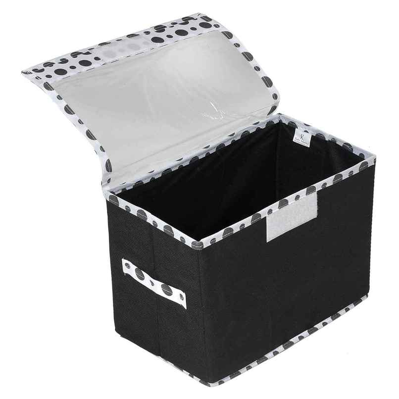 Kuber Industries Small Non-Woven Storage Box with Transparent Lid & Handle | 35x18 x22 cm (Black) Kuber Industries Small Non-Woven Storage Box with Transparent Lid & Handle | 35x18 x22 cm (Black)