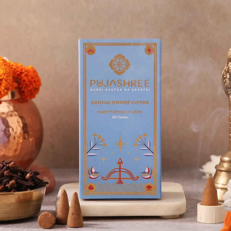 Pujashree Zodiac Dhoop Cones | Sagittarius - Clove Pujashree Zodiac Dhoop Cones | Sagittarius - Clove