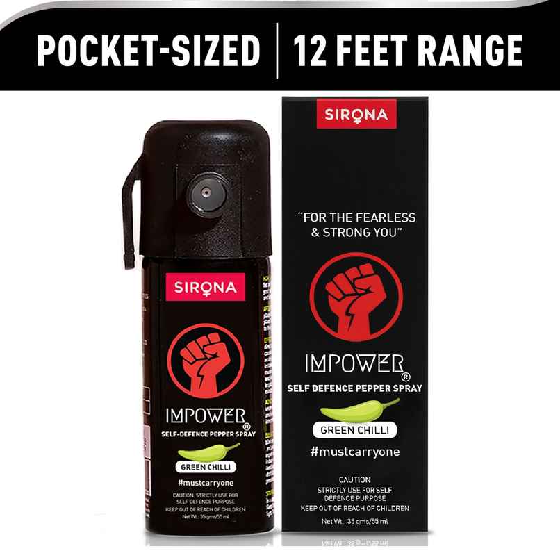 Sirona Impower Self Defence Pepper Spray Green Chilli for Women Safety