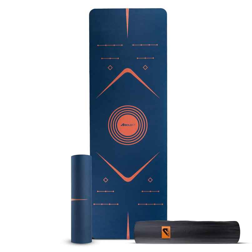 Boldfit Unisex Yoga Mat With Bag 6mm Alignment TPE Rubber Material Extra Thick - Nile