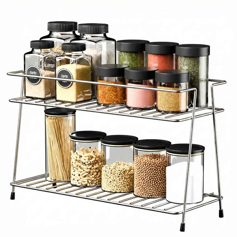 Lifelong Vivela 2 Tier Spice Rack Organizer Metal Lifelong Vivela 2 Tier Spice Rack Organizer Metal