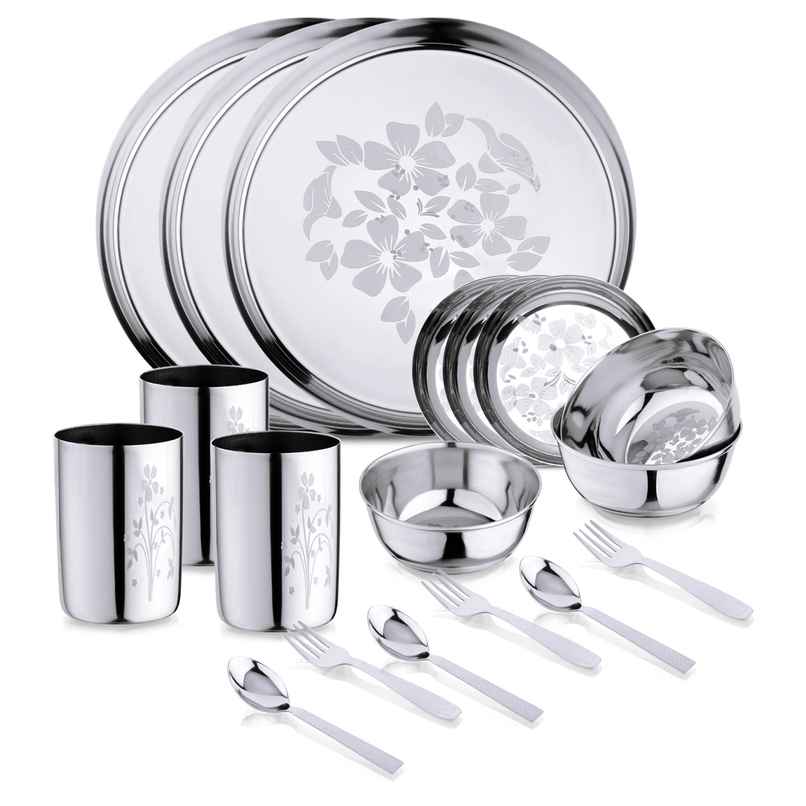 Limetro Steel Stainless Steel Dinner Set | 18 Pcs