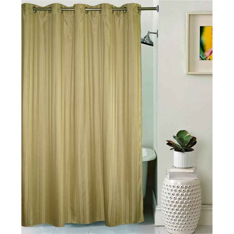 Lushomes Shower Curtain - Beige | Striped | Polyester | 10 Metal Eyelets | 6 x 6.5 ft