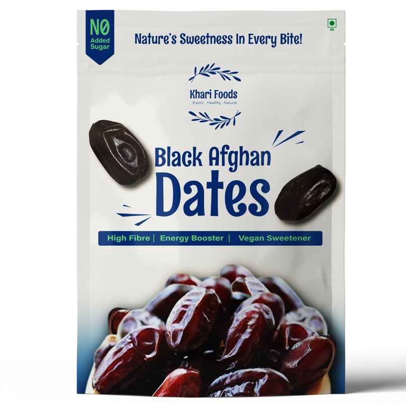 Khari Foods Black Afghan Dates | Instant Energy Khajur, Dry Fruit Khajoor