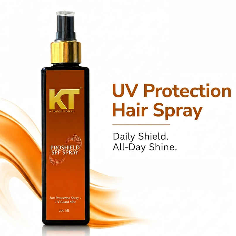 KT Professional Pro Shield SPF Hair Spray | UV Protection with Keratin, Argan & Aloe Vera KT Professional Pro Shield SPF Hair Spray | UV Protection with Keratin, Argan & Aloe Vera