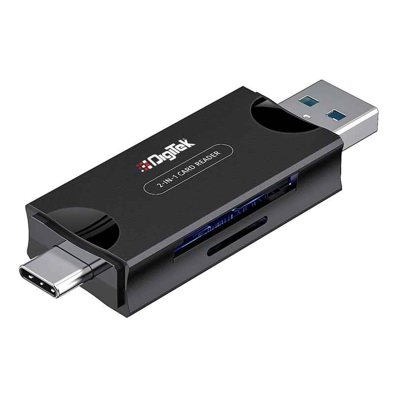 Digitek (Dcr-007) Usb-A 3.0 & Type C High-Speed Multi-Card Reader, Supports Sd/Sdhc/Sdxc & Micro