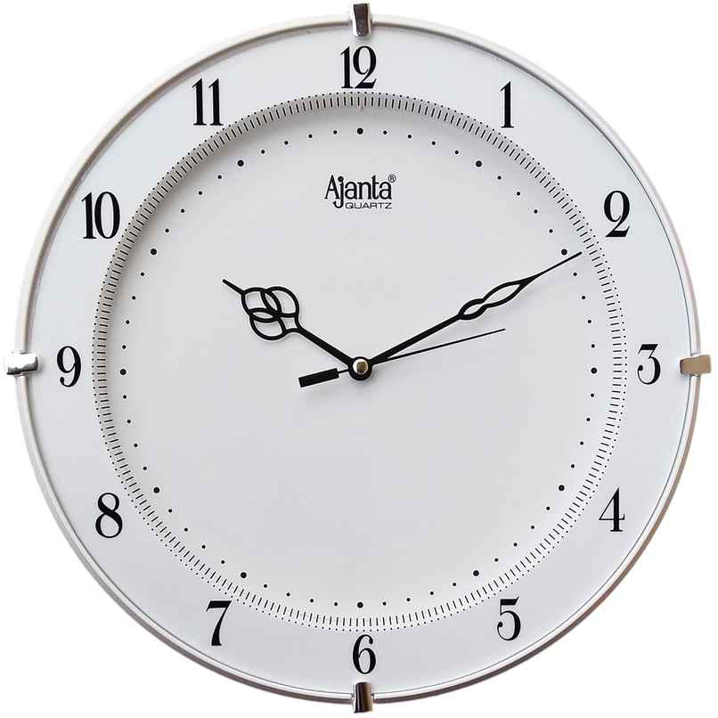 Ajanta Plastic Abstract Wall Clock (28 cm x 28 cm x 3.5 cm White) - Analog
