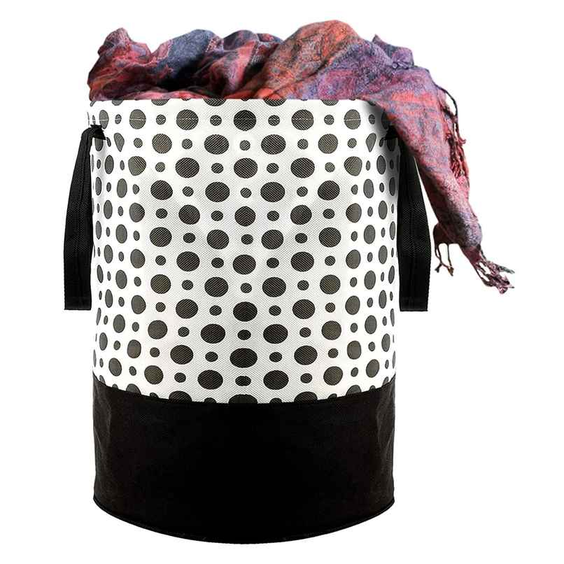 Perpetual Waterproof Laundry Cloth Basket, 45L, Foldable with Handle (Polka Lb)