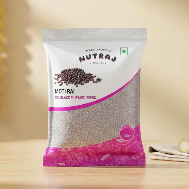 Nutraj Classic Moti Rai | Big Black Mustard Seeds | Pouch