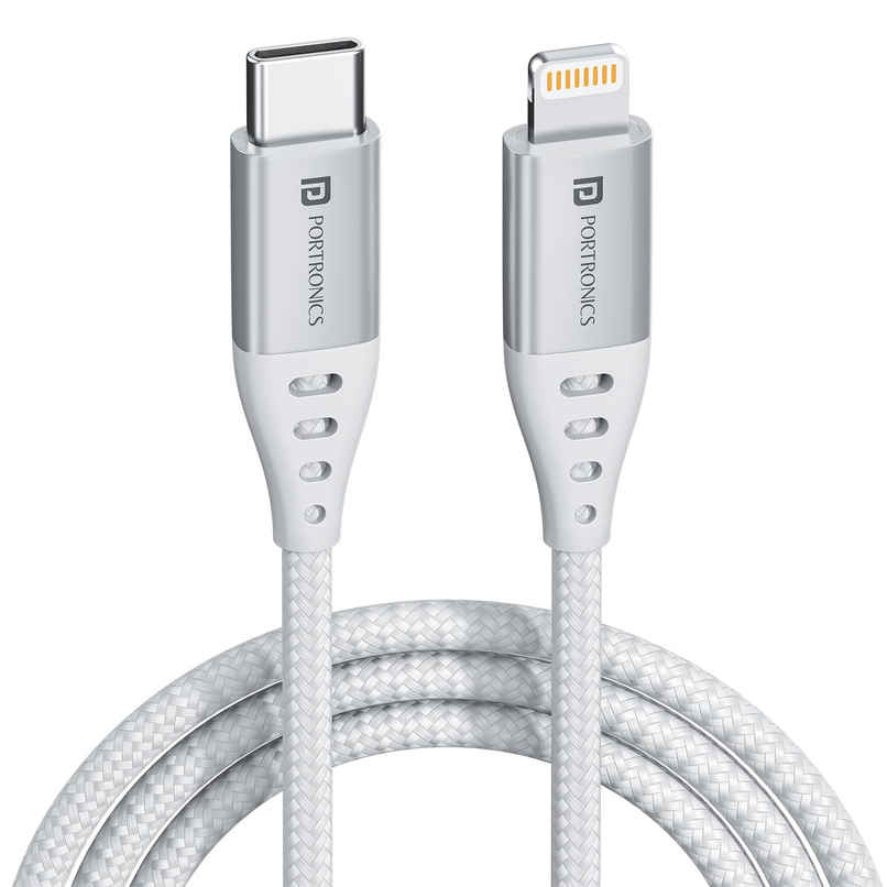 Portronics Konnect L1 - Type C to 8 Pin Cable 20W 1M | White