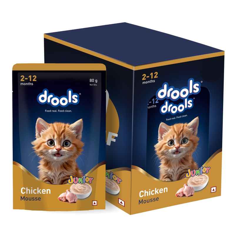 Drools Chicken Mousse Kitten Wet Cat Food, 80g (4+1 Pack Free) Drools Chicken Mousse Kitten Wet Cat Food, 80g (4+1 Pack Free)