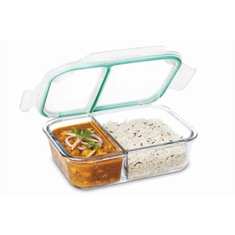 Signoraware Borosilicate Glass Lunch Box | 600 ml | Clear | Glass Tiffin Box