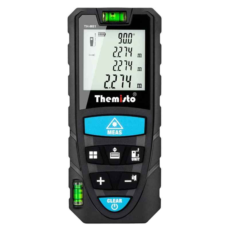 Themisto Th-M81 Laser Distance Meter (50M Range) With Backlit Lcd And Pythagorean Mode Themisto Th-M81 Laser Distance Meter (50M Range) With Backlit Lcd And Pythagorean Mode