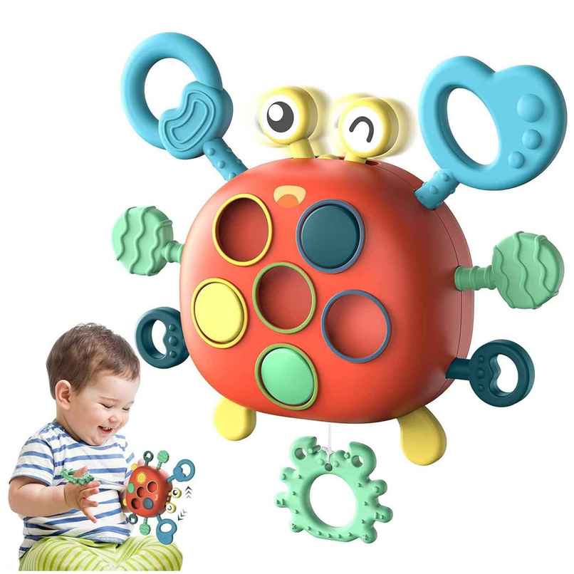Kidology Crab Baby Pull String Montessori Toys for 6 Months, Sensory Toys for Toddlers,1 2 Year