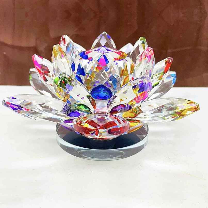 TIED RIBBONS Crystal Lotus Flower FengShui & Vastu Showpiece | Multicolour - 3.5 in x 2.5 in