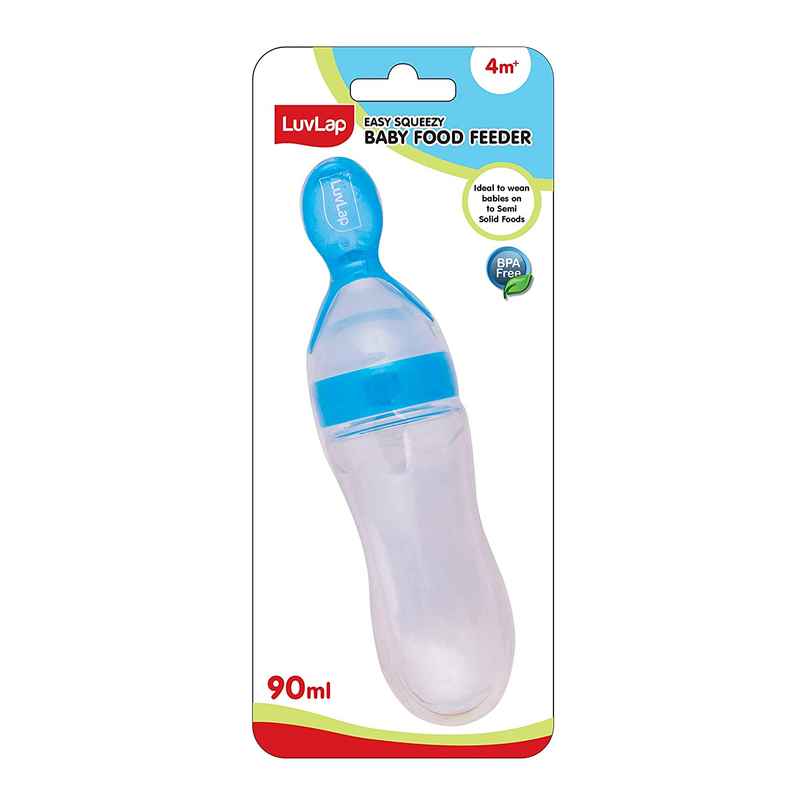 LuvLap Silicone Easy Squeezy Baby Food Feeder, 4M+, 90ml, (Blue)