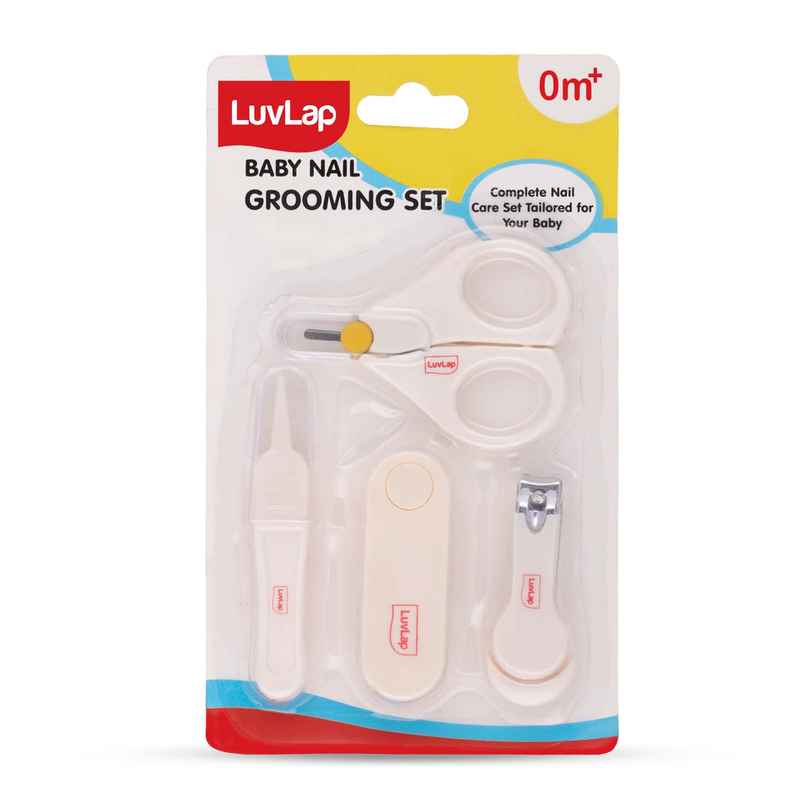 LuvLap Baby 4in1 Nail Grooming Set - Scissor, Clipper, Tweezer & Filer
