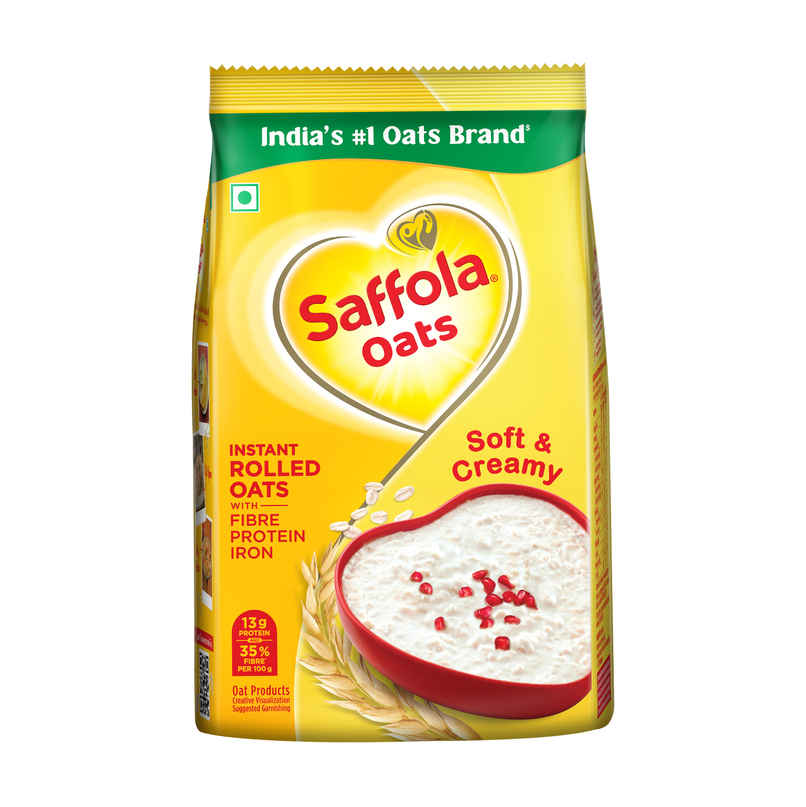 Saffola Oats, Instant Rolled Oats, Soft & Creamy Oats, Power of Protein, Iron & Fibre Saffola Oats, Instant Rolled Oats, Soft & Creamy Oats, Power of Protein, Iron & Fibre