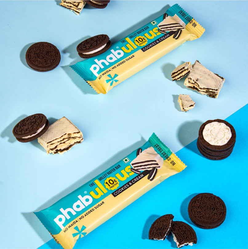 Phab Cookies & Cream Millet Wafer Bar I 10g Protein Wafer Phab Cookies & Cream Millet Wafer Bar I 10g Protein Wafer