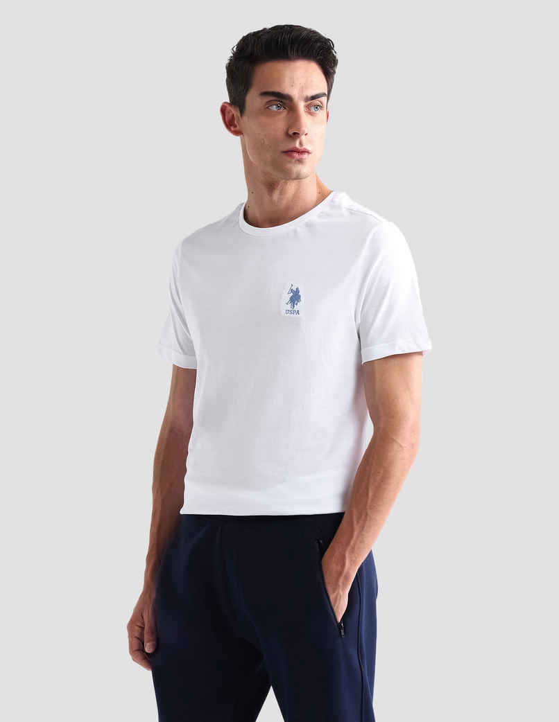U.S. Polo Assn. Men's Crew Neck Embroidered Logo Lounge T-Shirt | White - L