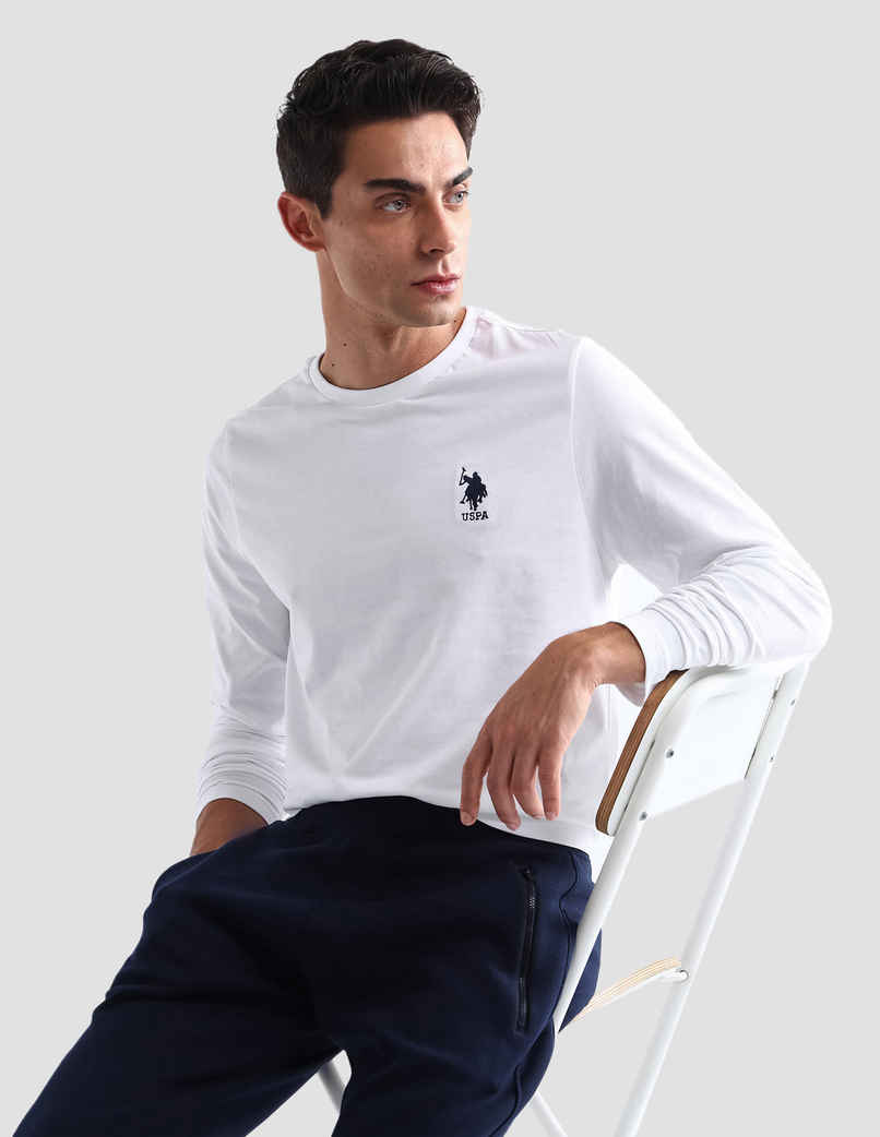 U.S. Polo Assn. Men's Pure Cotton Long Sleeve Lounge T-Shirt | White - L U.S. Polo Assn. Men's Pure Cotton Long Sleeve Lounge T-Shirt | White - L