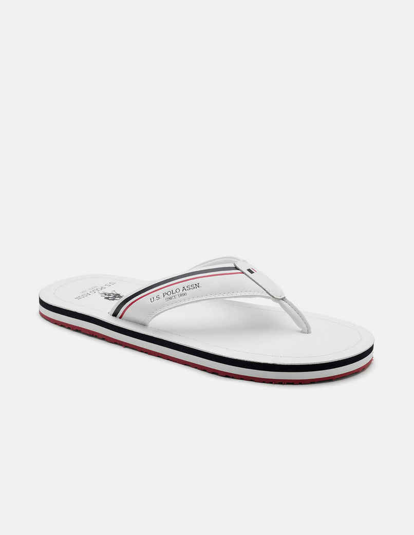 USPA Men Nesta Striped Flip Flops For Man - White - 8 USPA Men Nesta Striped Flip Flops For Man - White - 8