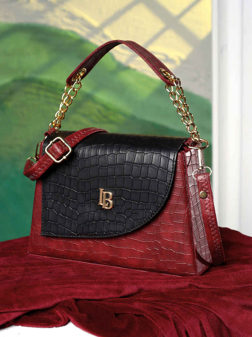 Legal Bribe Stylish Crock Sling Bag | Maroon/Black | LB2054