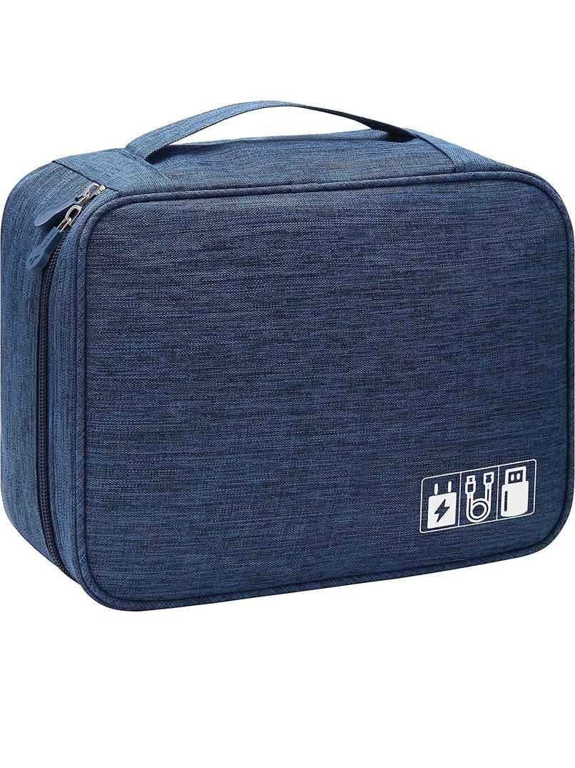 Awestuffs Gadget Organizer for Electronics Accessories, Cables, Phones | Navy Blue Awestuffs Gadget Organizer for Electronics Accessories, Cables, Phones | Navy Blue