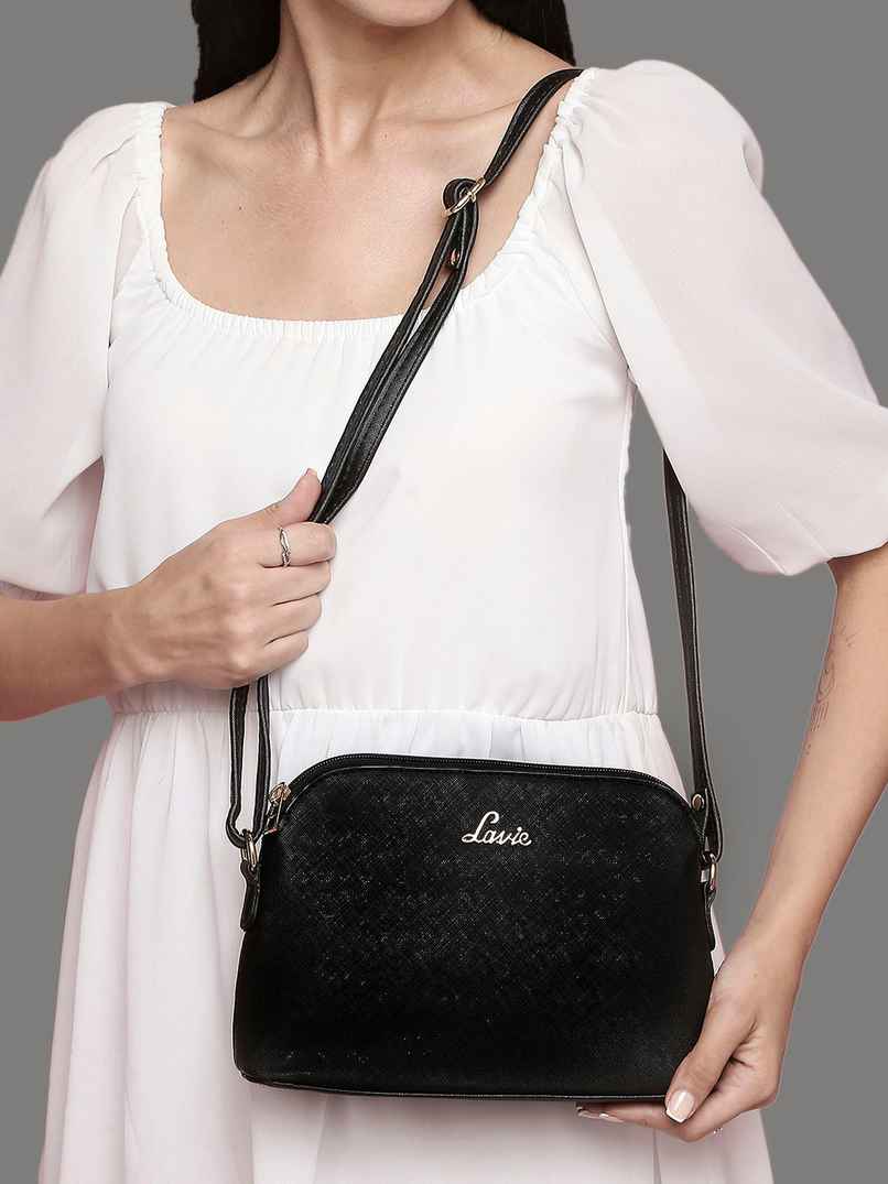 Lavie Women's Csb Synthetic Leather Satchel Bag | Medium | Black