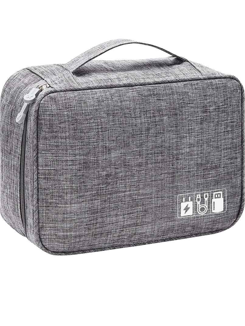 Awestuffs Gadget Organizer for Electronics Accessories, Cables, Phones | Grey