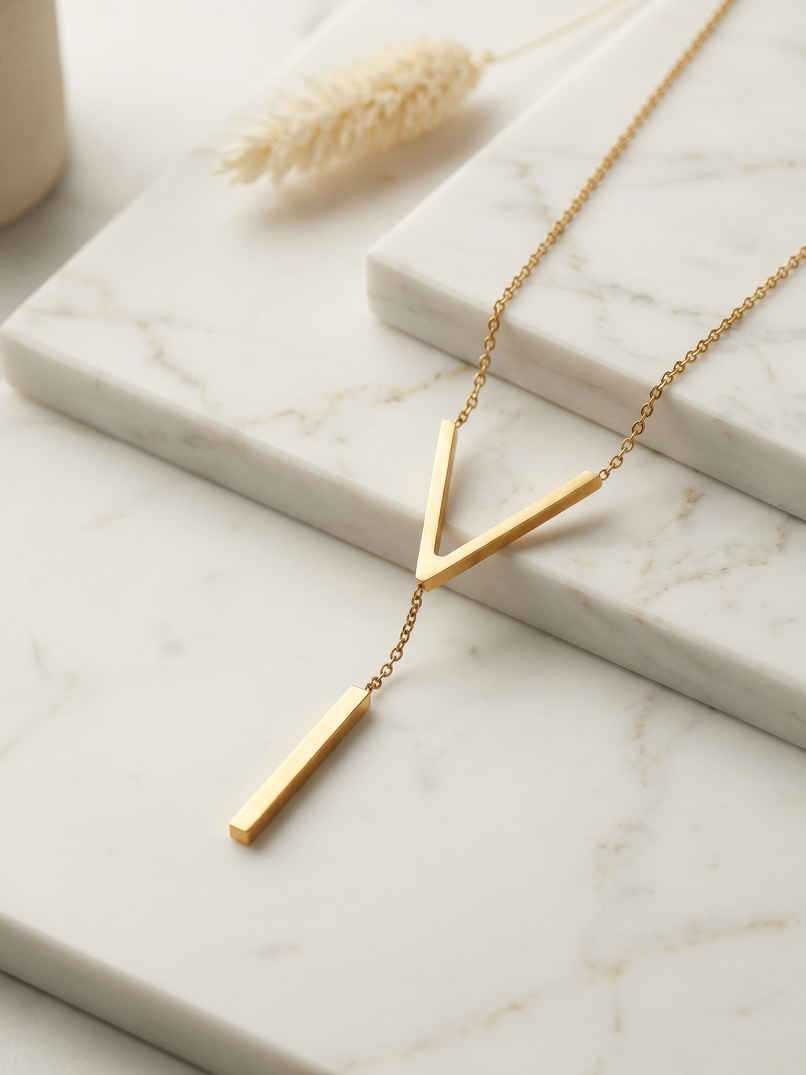 OnnMe By Giva Modern Club Gold Plated Lariat Necklace | Waterproof And Anti-Tarnish | OMNE0135 OnnMe By Giva Modern Club Gold Plated Lariat Necklace | Waterproof And Anti-Tarnish | OMNE0135