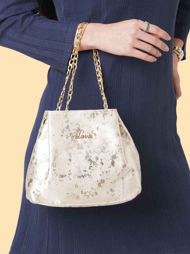 Lavie Women's Shaya Structured Potli Bags | Pouches for Festive Seasons & Wedding | Gold