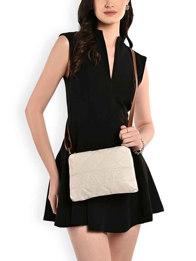 Lavie Women's Quilt Jill Top Zip Sling Bag | Off White