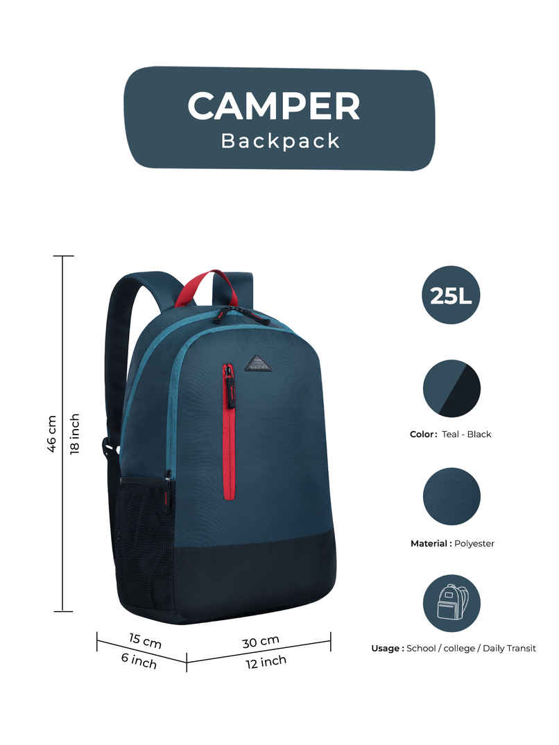 Gear Unisex Solid Polyester 25 L Top Handle Laptop Backpack | Teal - 16 Inches Gear Unisex Solid Polyester 25 L Top Handle Laptop Backpack | Teal - 16 Inches
