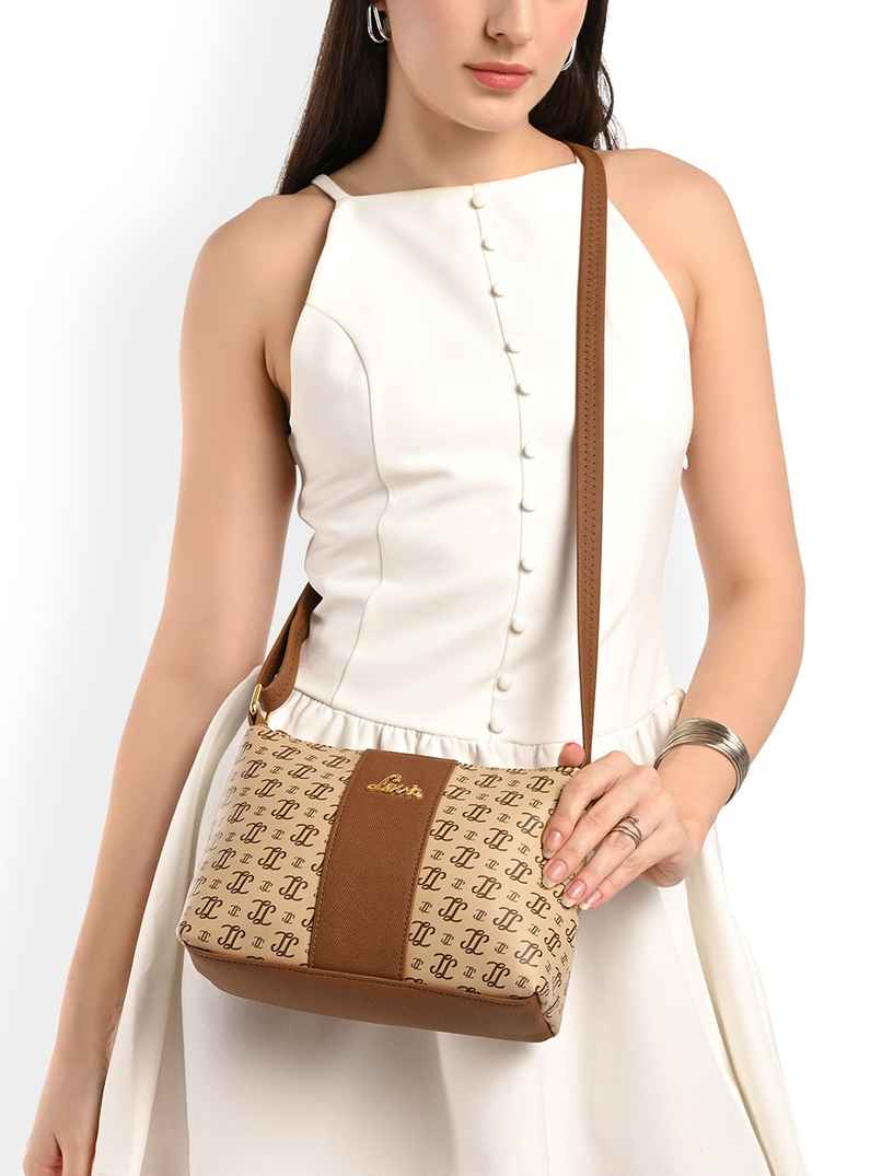 Lavie Women's Mono Ll Evelynn Crossbody Sling Bag | Ladies Purse Handbag | Taupe