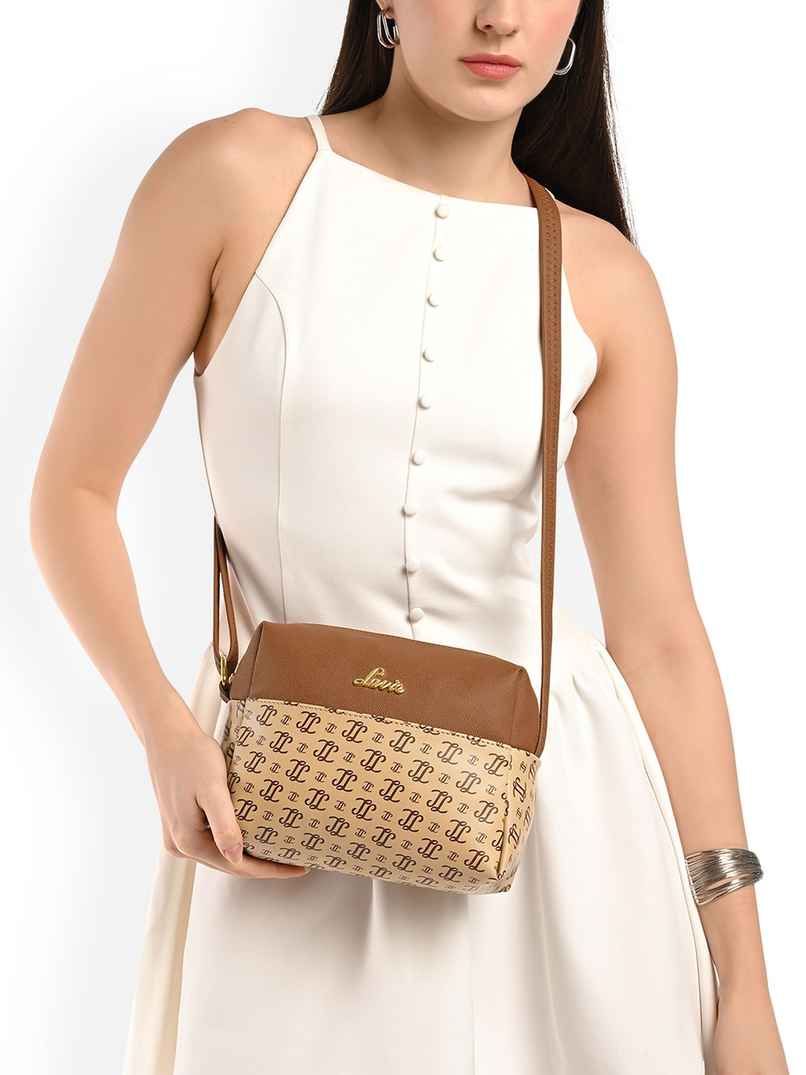 Lavie Women's Mono Ll Senna Box Crossbody Sling Bag | Ladies Purse Handbag | Taupe
