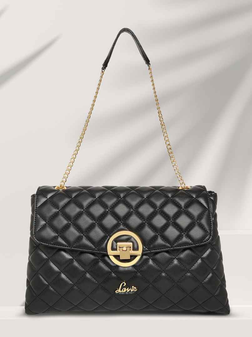 Lavie Women's Quilt Eden Flap Satchel Handbag | Ladies purse | Shoulder Bag | Black